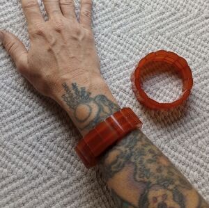 Set Of Chunky Burnt Orange Mod Stretch Bracelets